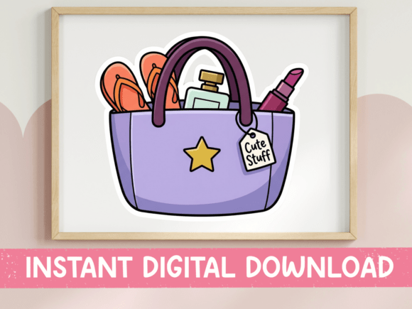 Cute Purple Tote Bag Essentials Art Review