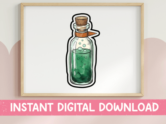 Green Bubbly Potion Bottle Watercolor Review