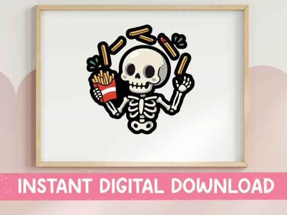 Skeleton Eating French Fries Funny Embroidery Review