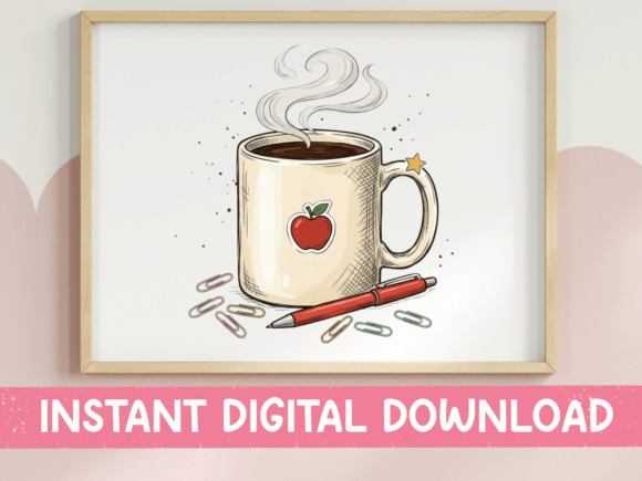 Teacher Coffee Mug Apple Pen Clipart
