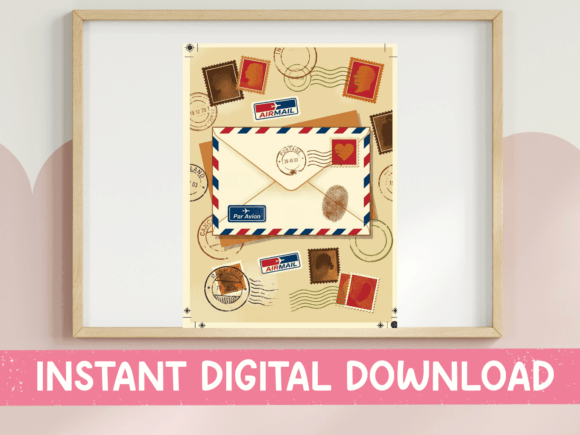 Vintage Air Mail Letter Postage Print